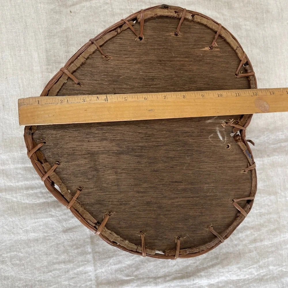 Vintage Heart Shaped Bark Basket Rustic Entryway Catchall Tray